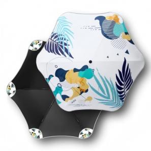 Reflective 3-Fold Travel Umbrella with Black Coating