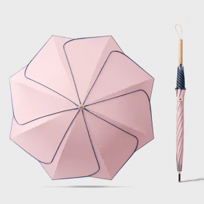 Flower-Shaped Straight Umbrella with Wooden Handle