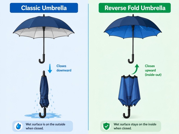 Reverse Folding vs Regular Umbrella