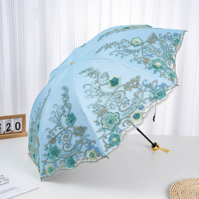 Lace Embroidery Parasol | Double-Layer UV Protection Sun Umbrella