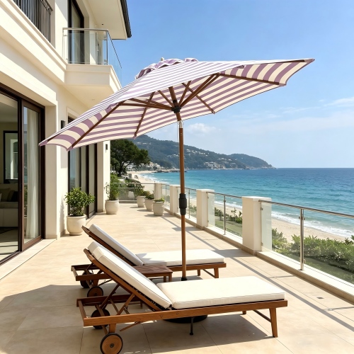 8FT Aluminum Patio Umbrella with Crank Lift & Tilt – Waterproof Outdoor Market Umbrella