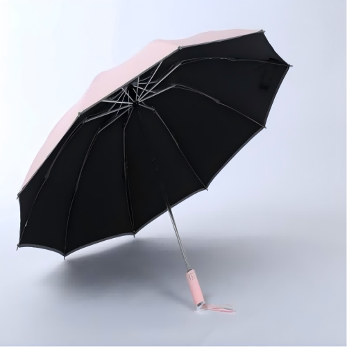 60cm 10-Rib 3 Fold Full Automatic Reverse Umbrella, All Aluminium Alloy Frame, Reflective Strip Edge, Lightweight Rain Sun Parasol Wholesale Custom Logo