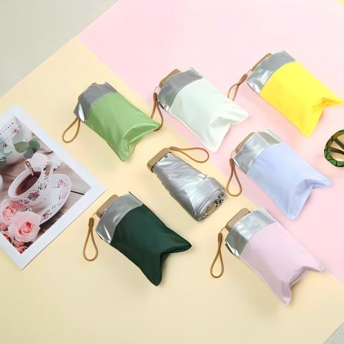 50cm 6-Rib 6 Fold Mini Manual Umbrella, Titanium Silver Coating Canopy, Full Iron Frame, Flat Golden Handle, Ultra-Light Sun Parasol Wholesale Custom Logo